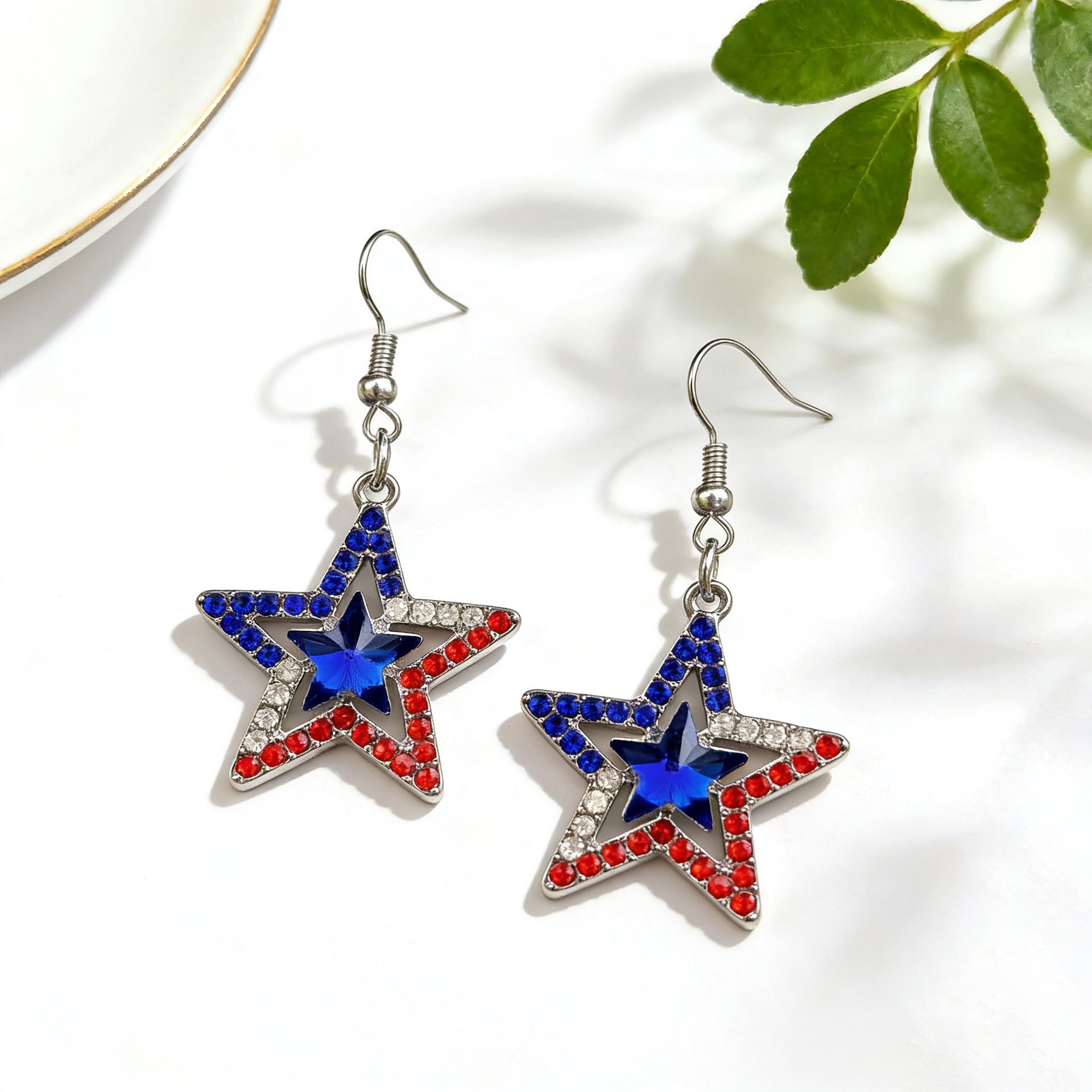 Wholesale American Independence Day Alloy Earrings with Diamond