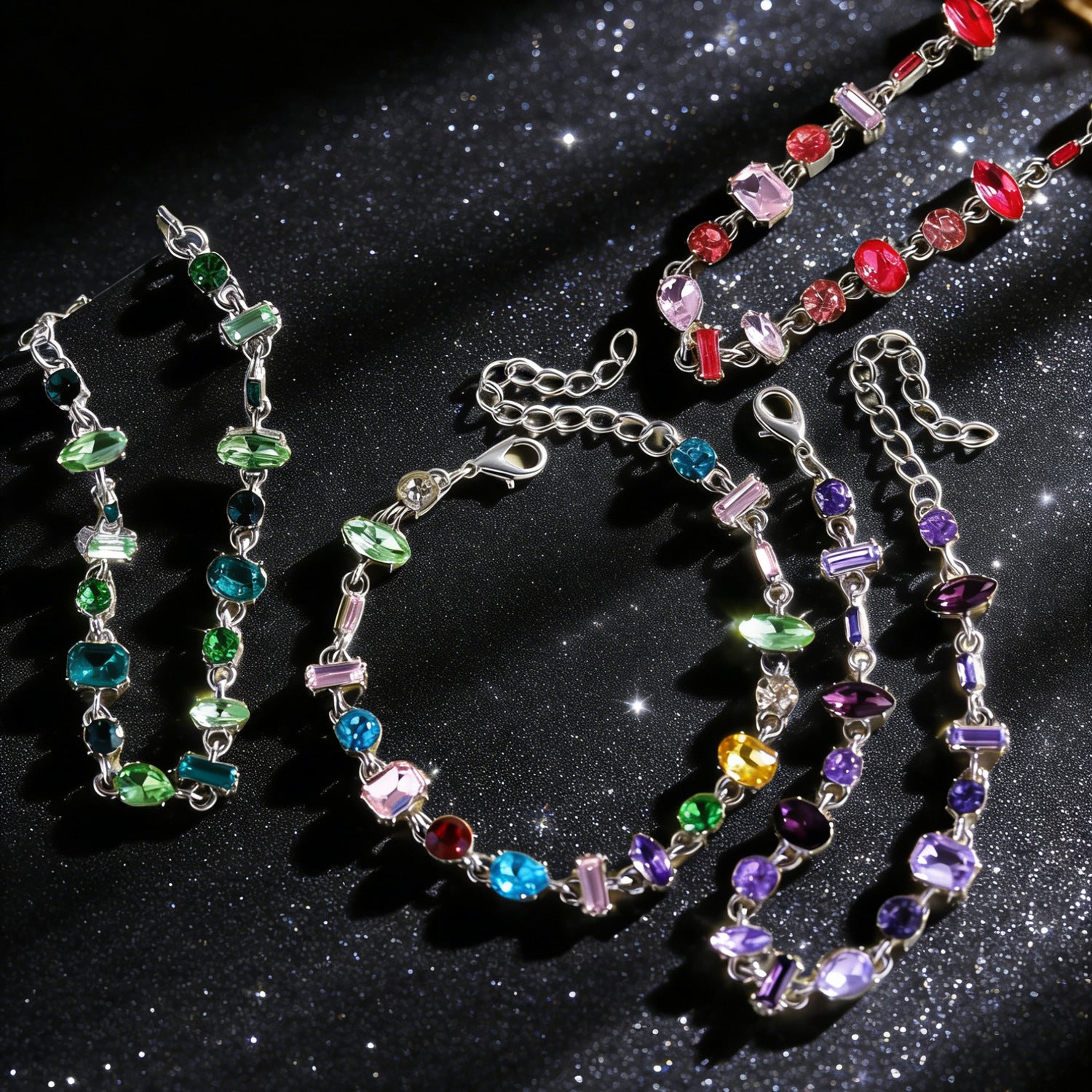 Wholesale Zinc Alloy Electroplated Fruit Shaped Colorful Candy Bracelet Irregular Sparkling Women S Fashion Accessory