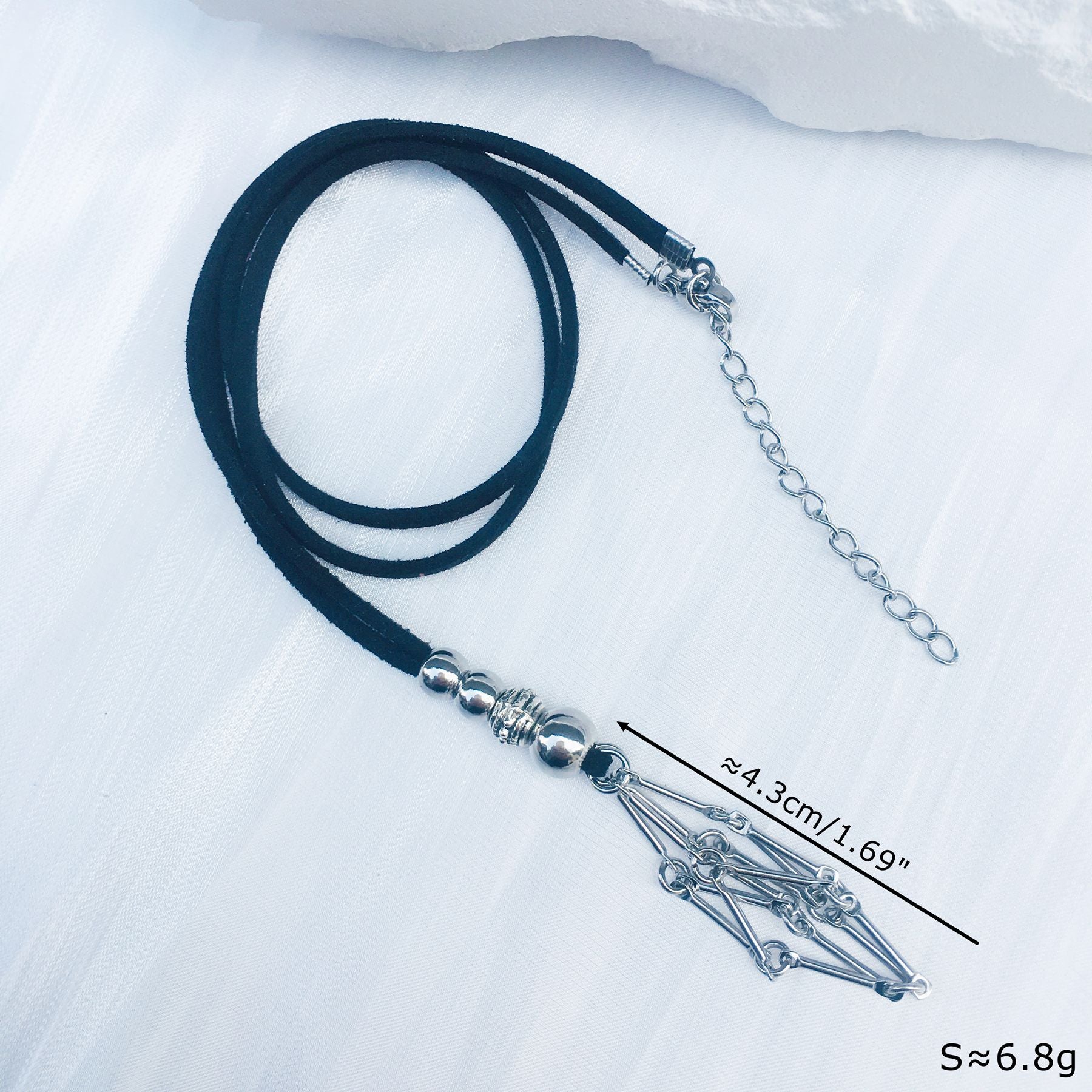 Wholesale Crystal Natural Stone Bamboo Adjustable Metal Mesh Necklace ACC-NE-RongGuan001