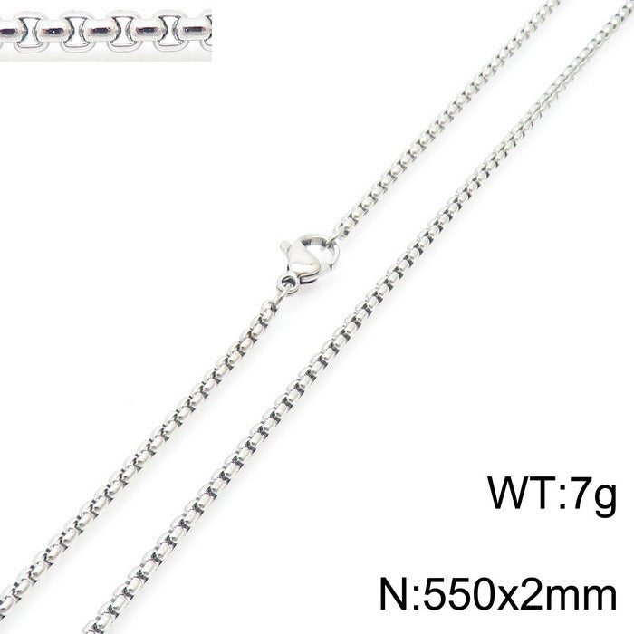Wholesale Electroplated 18K Gold Square Pearls Titanium Steel Necklaces ACC-NE-KaLun005