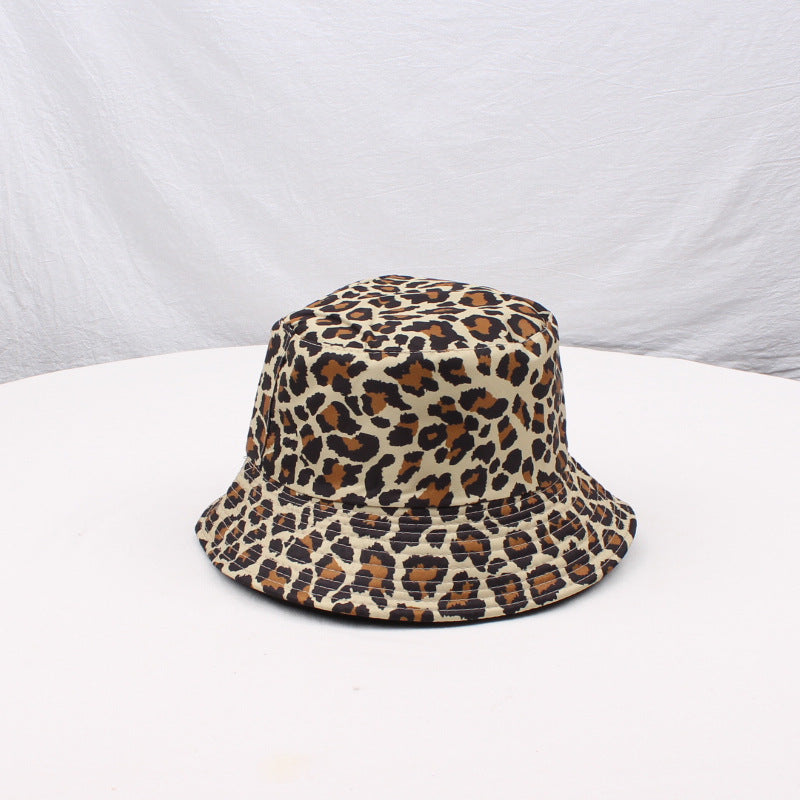 Wholesale  Purple Leopard Double-sided Fisherman's Hat  Sunshade Hat