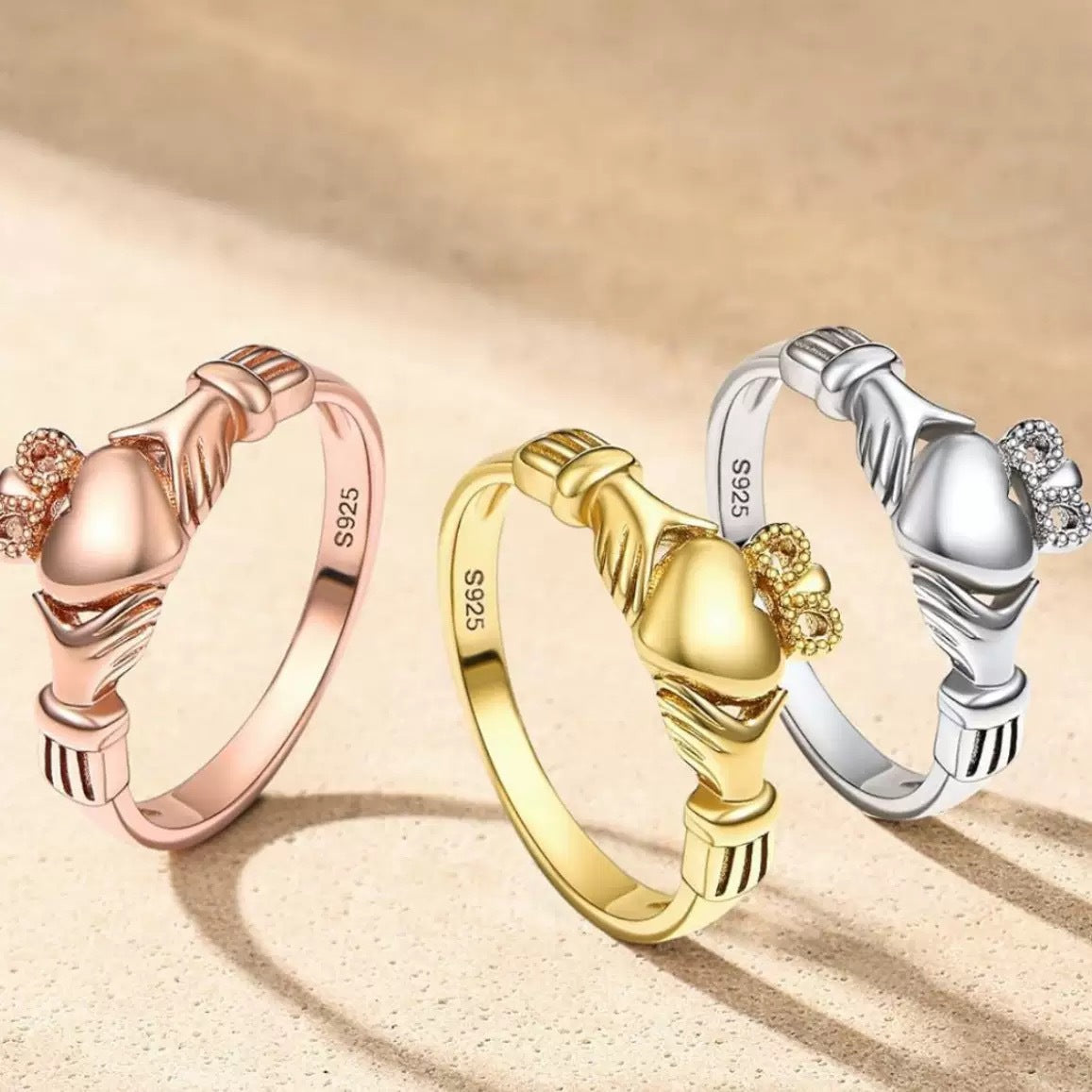 Wholesale S925 Silver Open Ring Crown Heart Design White Gold Tone Fashion Accessory Everyday Wear Gift