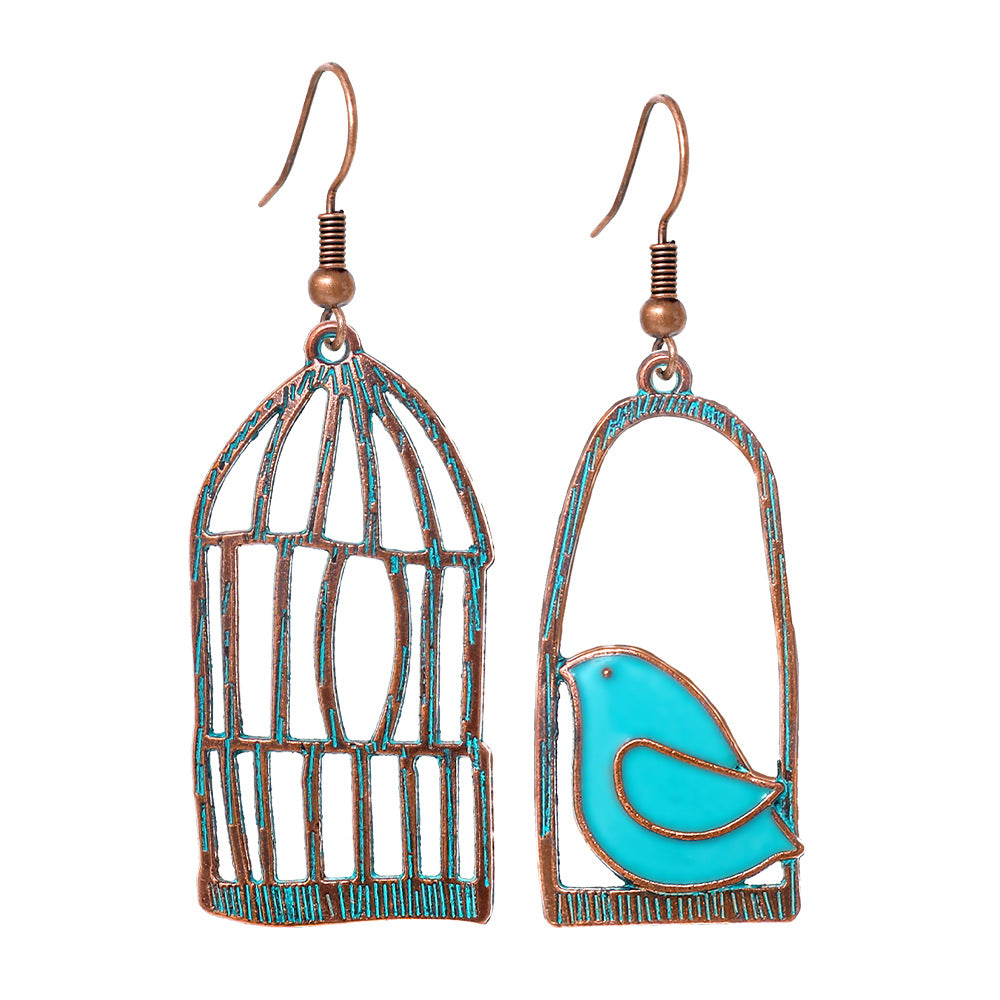 Wholesale Bohemian Retro Asymmetrical Bird Earrings - Trendy Party Wear Fashion Accessory Gift
