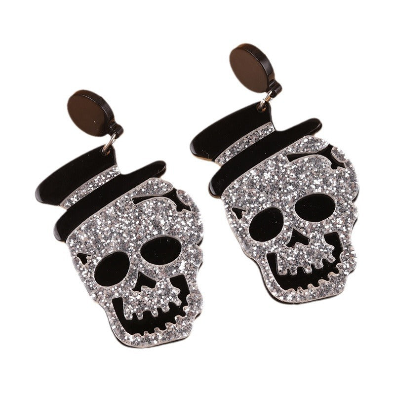 Wholesale    Color Skull Acrylic Earrings