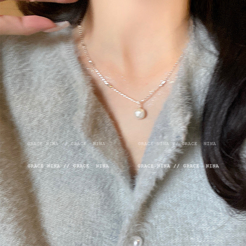 Wholesale Light luxury Pearl titanium steel necklace