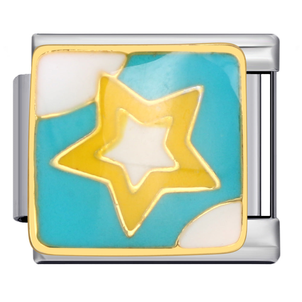 Wholesale Stainless Steel Bracelets 
Gold Plated Oil Drop Welding Pattern DIY Italian Module Bracelet