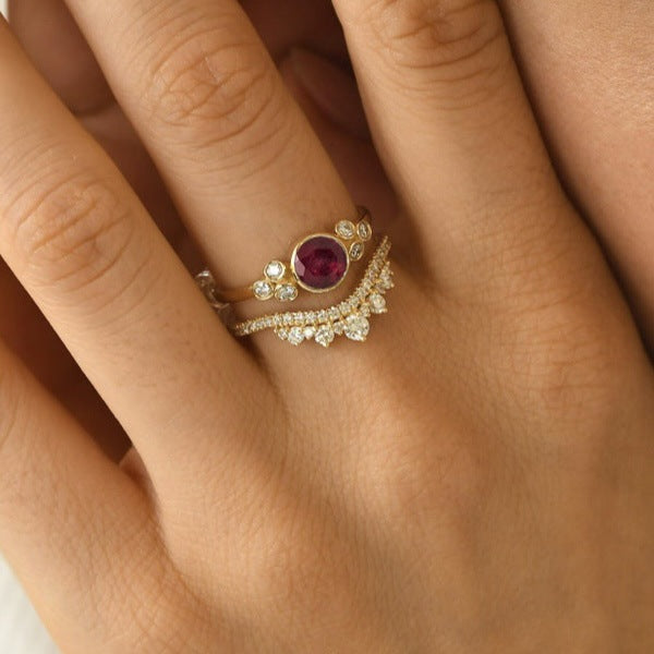 Wholesale Ruby Alloy Rings Set ACC-RS-SanJie002
