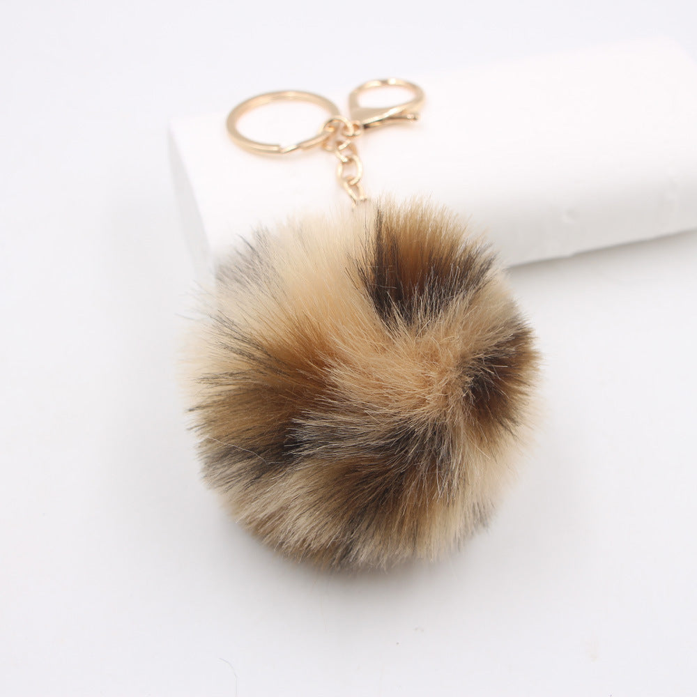 Wholesale Leopard Print Fur Ball 8cm Gold Keychains ACC-KC-Zuge004