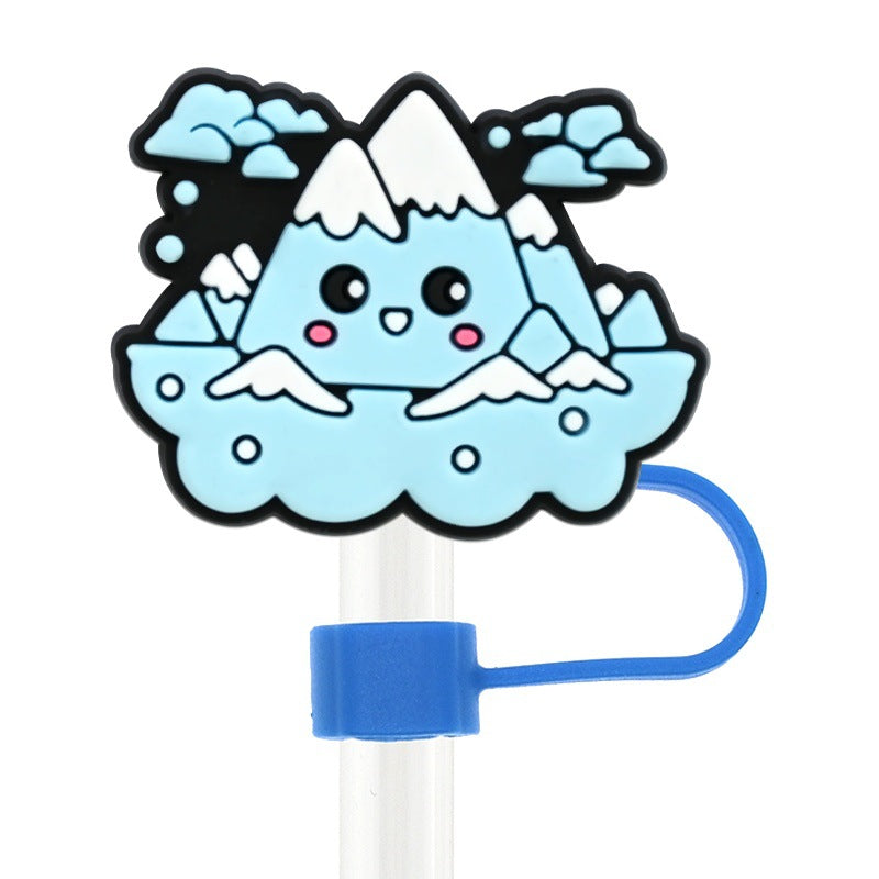 Wholesale Random 100pcs Cute Ice and Snow Series 10mm PVC Soft Straw Tube Cap  ACC-SCR-RYY109