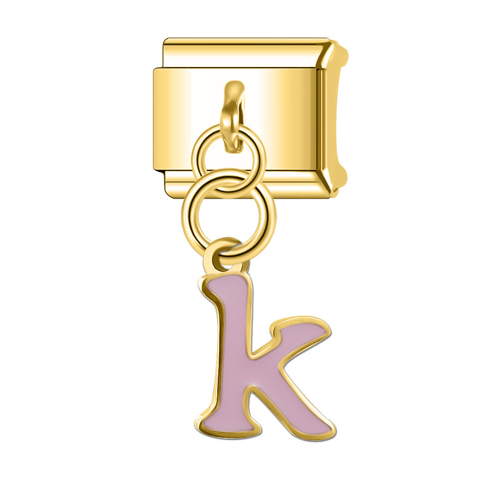 Wholesale Italian Charm Bracelet 9mm DIY Splicing Gold Letter Pendant Stainless Steel Composable Bracelet