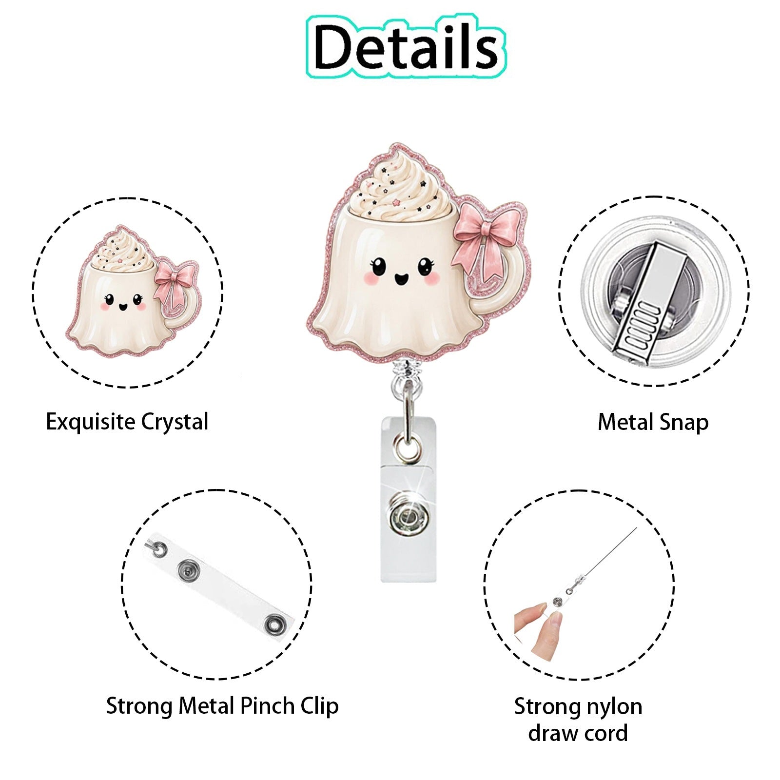 Wholesale  Ghost Candy Color ABS Retractable Badge Reel with Rotating Buckle for ID Holder Everyday Use