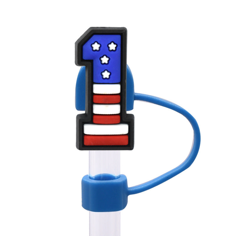 Wholesale Random 100pcs dustproof straw cap letter Straw Cover Straw Tube Cap