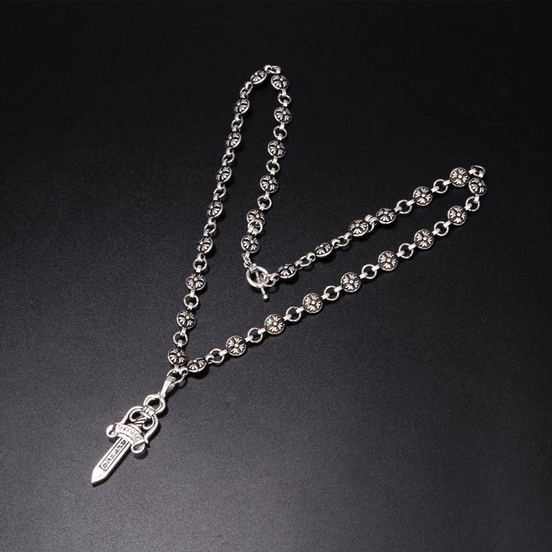 Wholesale electroplated big sword pendant sweater chain