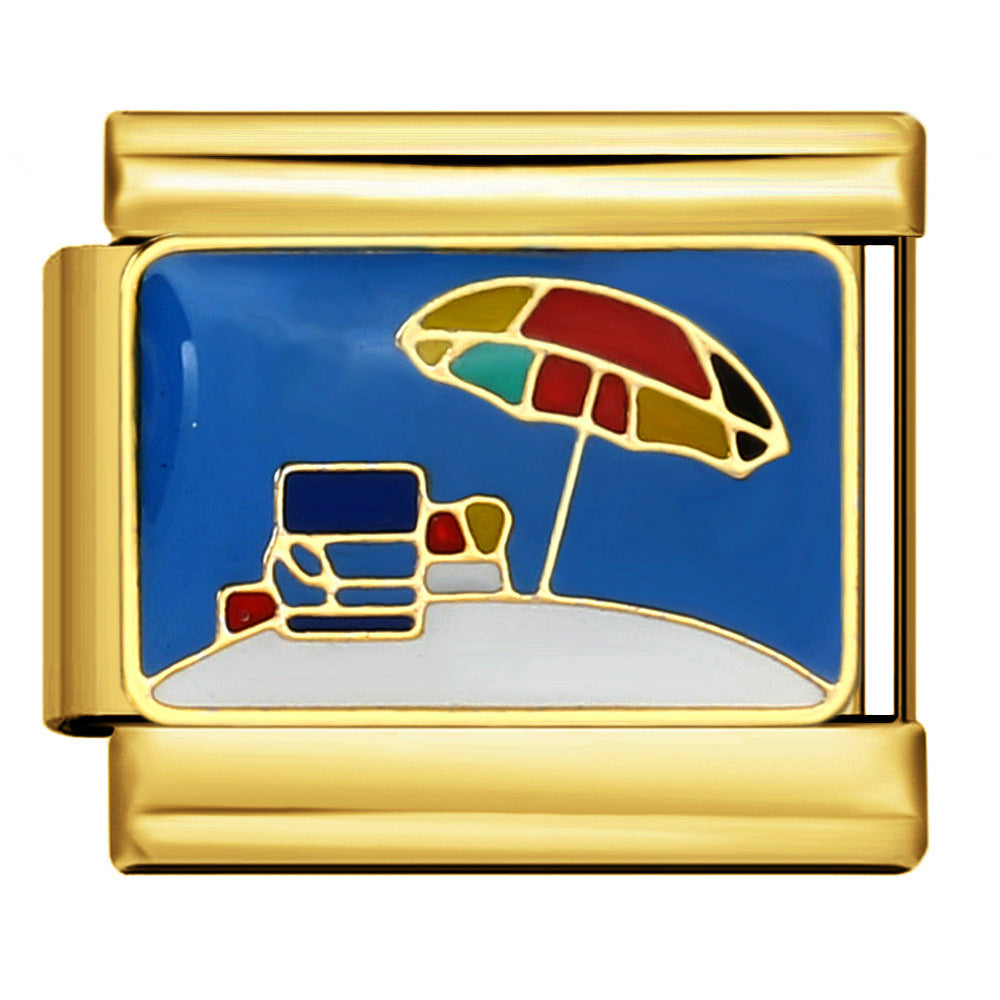 Wholesale  Italian module welding oil dripping titanium steel  DIY Bracelet