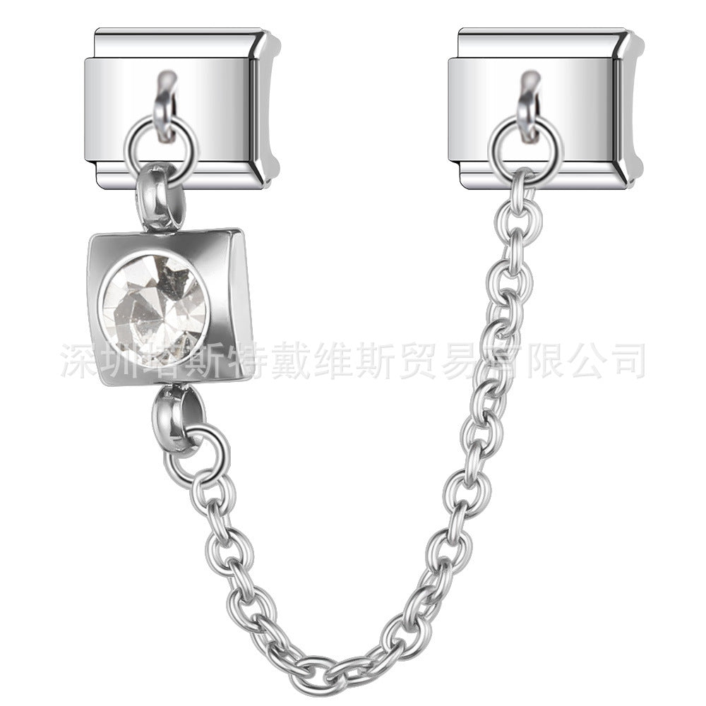 Wholesale Italian Modular Starry Sky Rhinestone Chain Bracelet,  Stainless Steel Electroplated,  Chic Jewelry Accessory for Everyday Wear