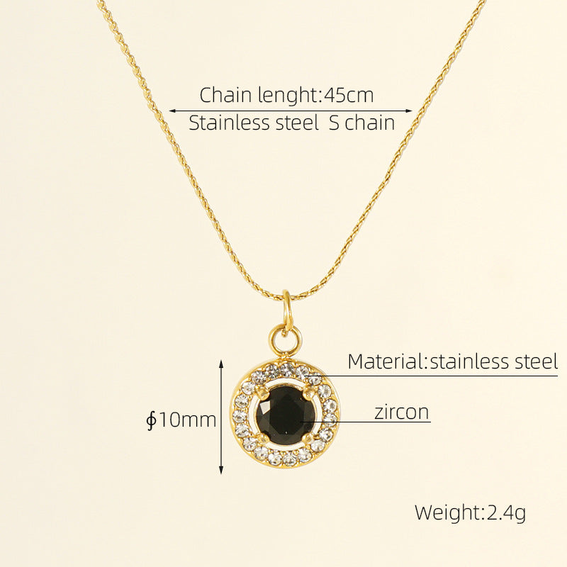 Wholesale Double Layer Diamond Encrusted Titanium Steel Square Zircon Necklace Stainless Steel Clavicle Chain ACC-NE-ZhongXin003