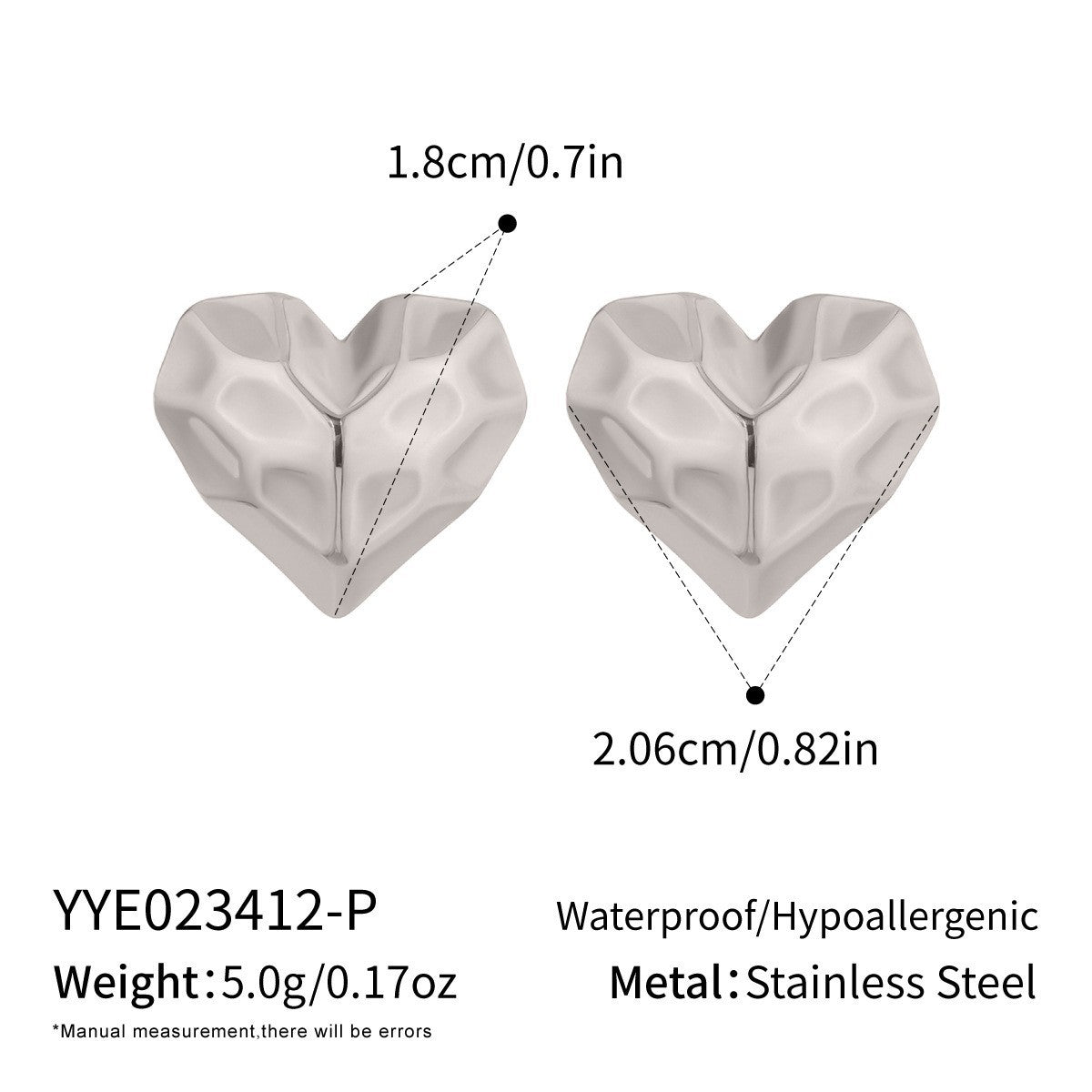 Wholesale Stylish Heart-Shaped Earrings Set PVD Stainless Steel 18K Gold Tone Fashion Accessory for Gift