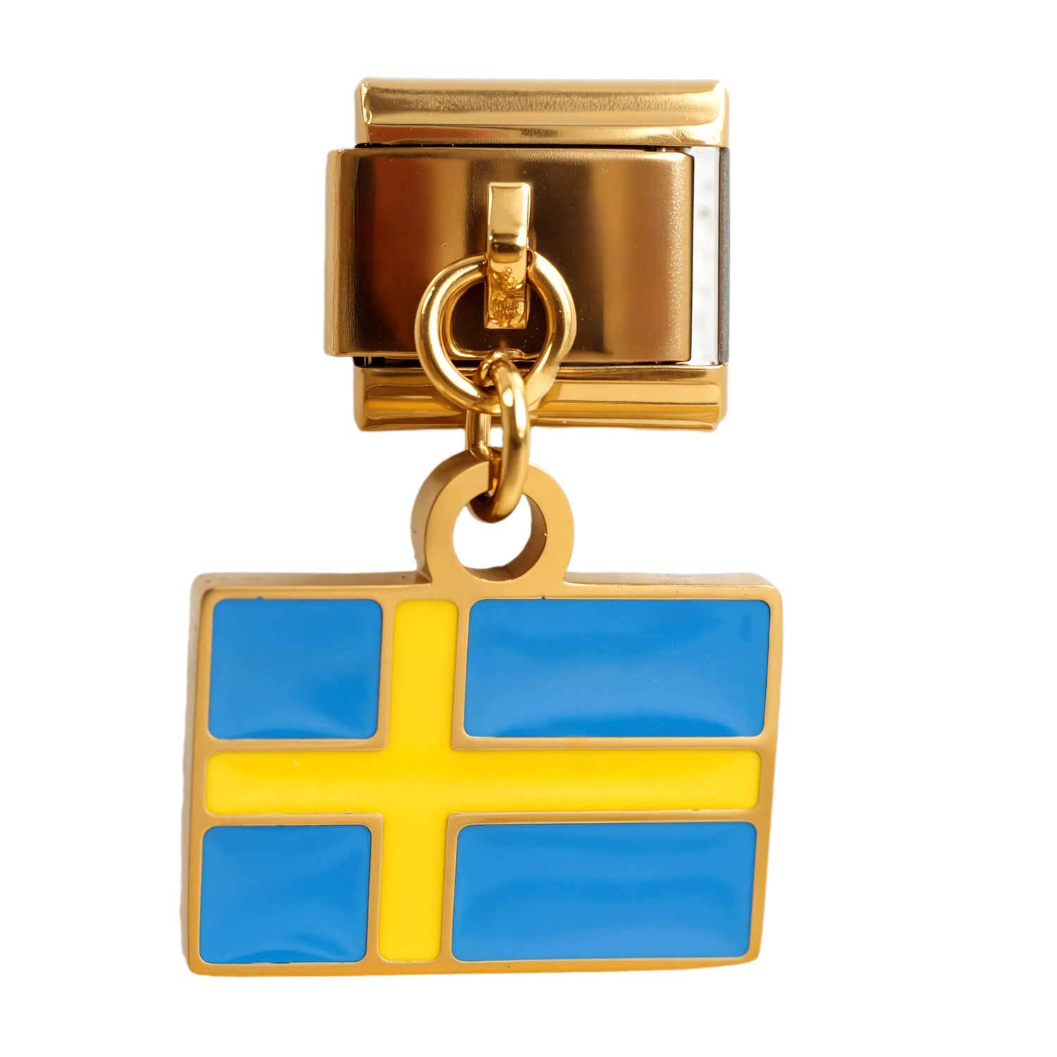 Wholesale 5PCS Italian Charm Bracelet Gold Flag Pendant Stylish Stainless Steel Jewelry Accessory