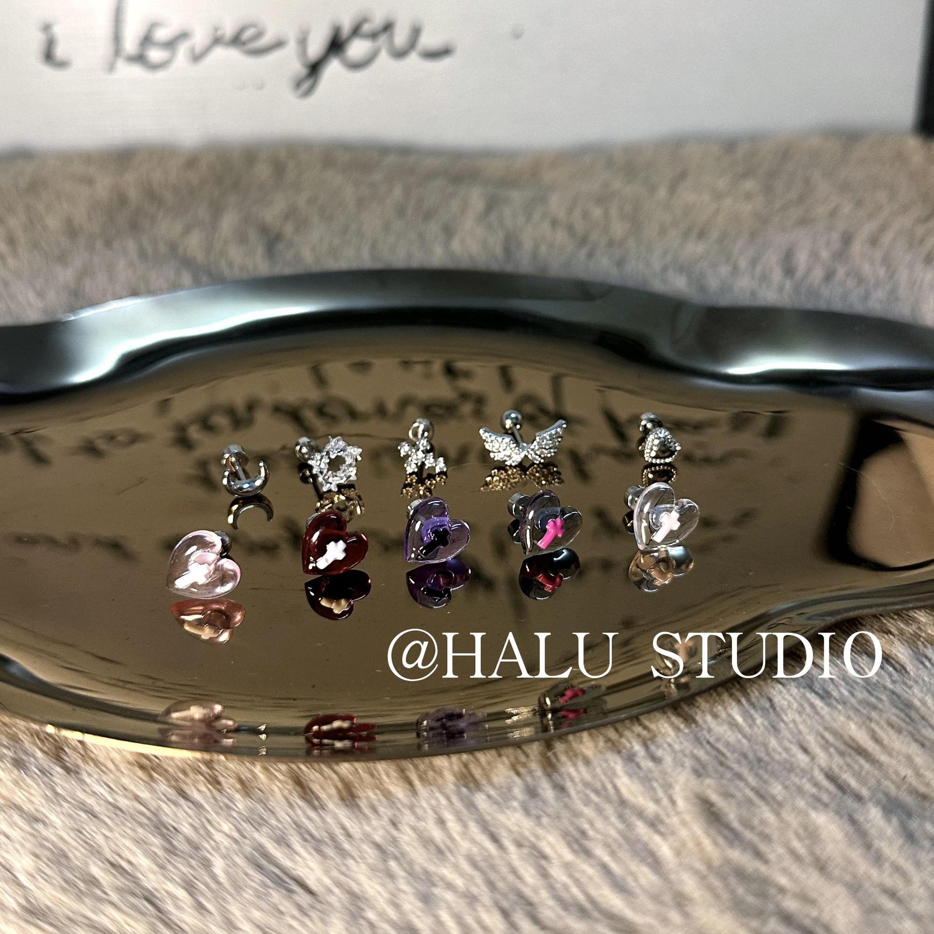 Wholesale Cute Three-dimensional Cross Love Sweet Cool Titanium Steel  Ear Bone Nail Earrings