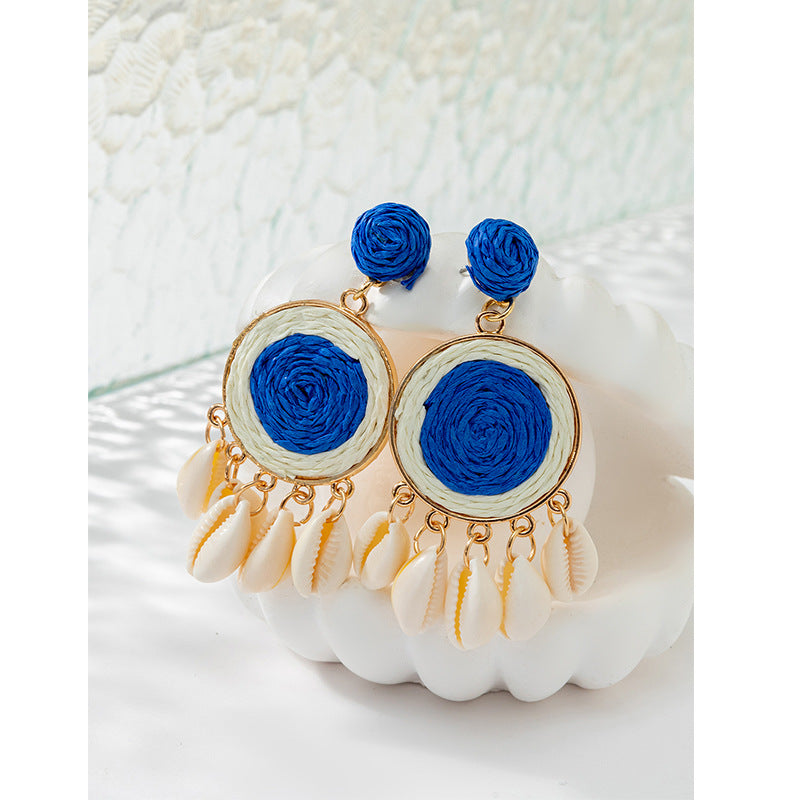 Wholesale Rattan Earrings Raffia Braided Earrings ACC-ES-XLH001