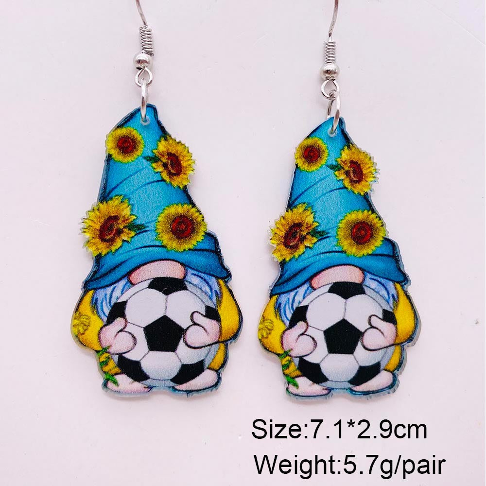 Wholesale  football acrylic earrings lovely U-shaped leopard print earrings