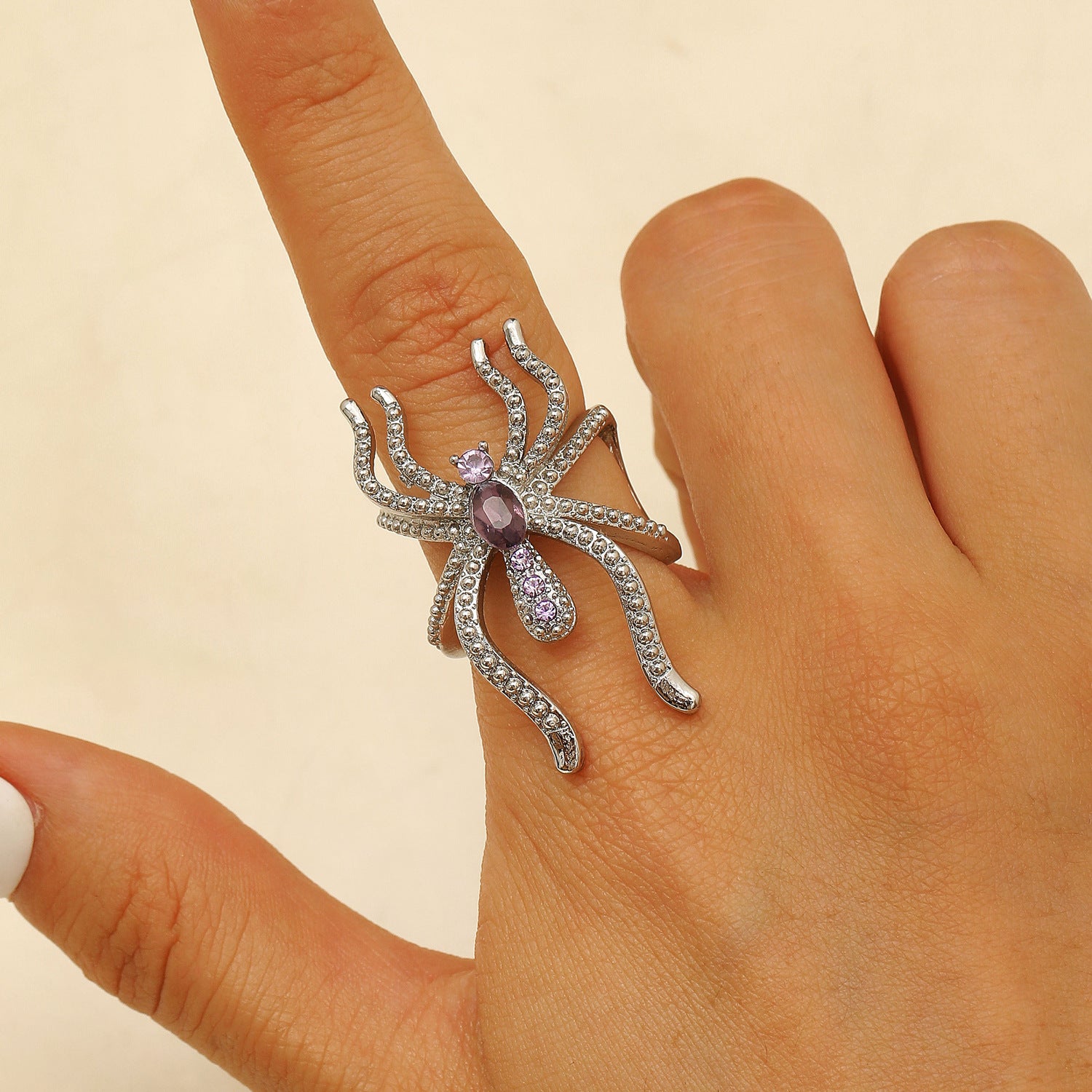 Wholesale Gothic Punk  Ring with Rhinestones,  Trendy Jewelry Accessory for  or Everyday Wear