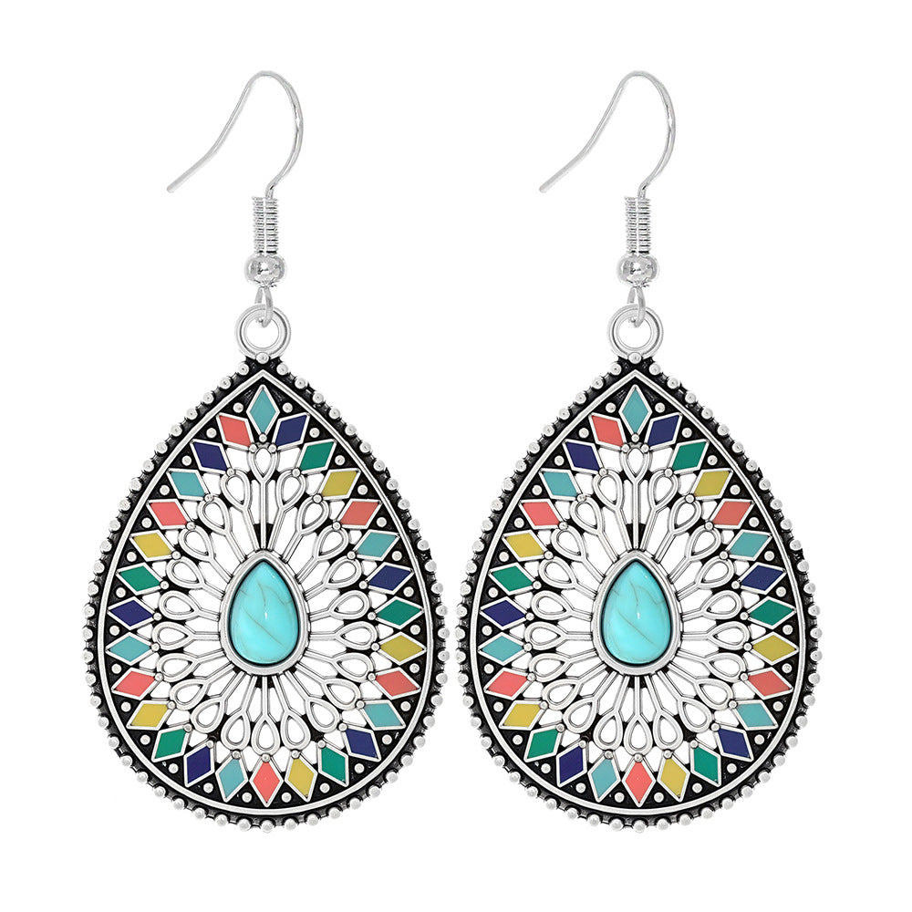 Wholesale Ethnic Style Geometric Acrylic Turquoise Earrings for Women Fashion Jewelry