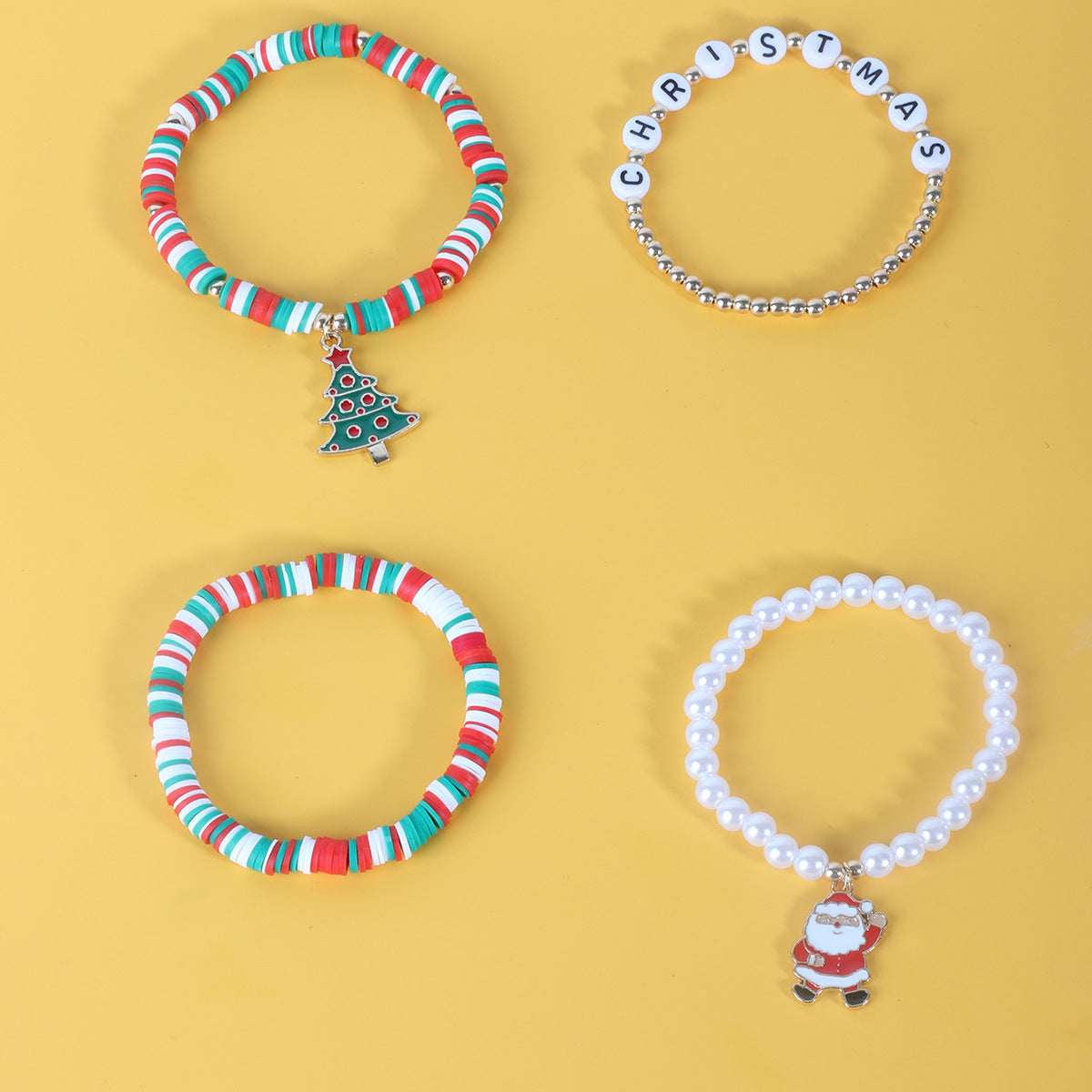 Wholesale Bohemian Christmas Letter Multi-layer Hand Decoration Soft Clay Elastic Bracelet ACC-BT-Yiran003