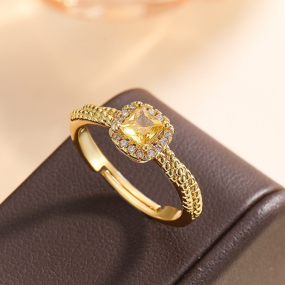 Wholesale Gold Tone Twisted Ring Adjustable Copper Zircon Jewelry Stylish Women S Fashion Accessory For Everyday Or Gift