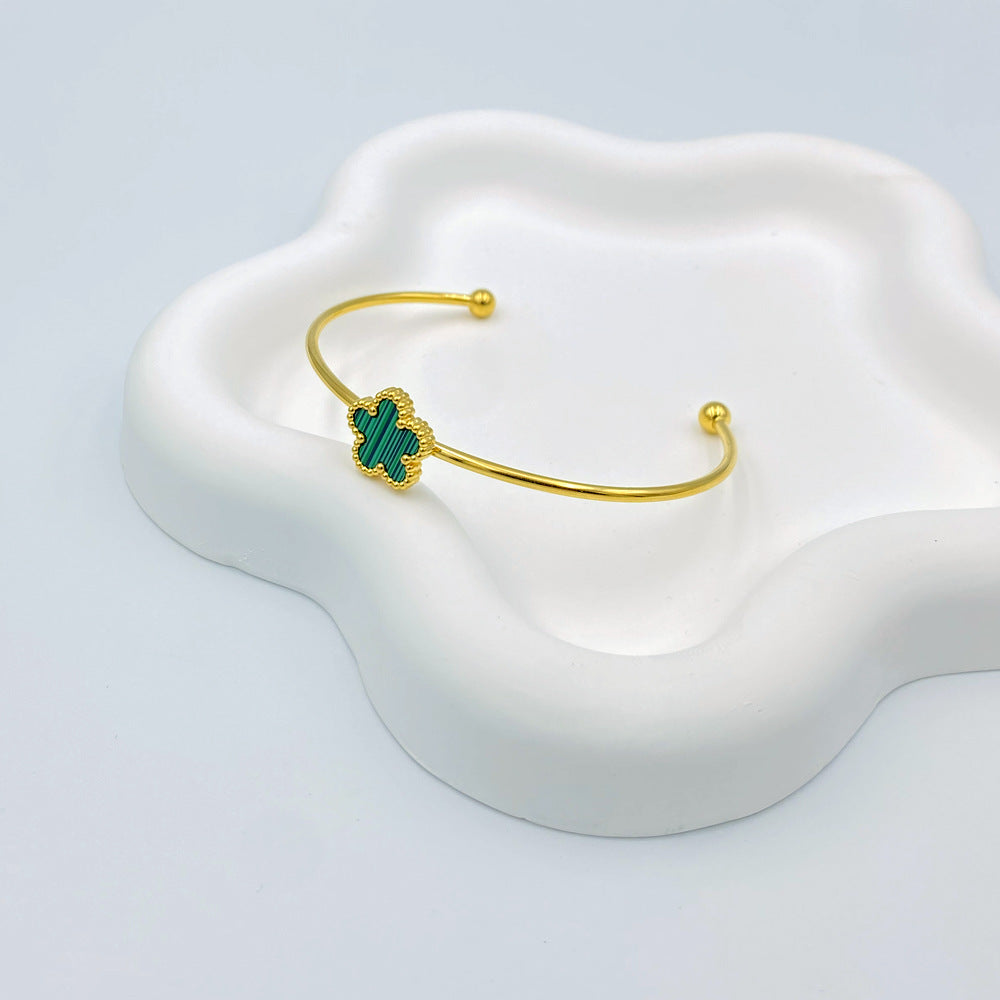 Wholesale 13mm Five Leaf Plum Blossom Titanium Steel Bracelet ACC-BT-QianHui009