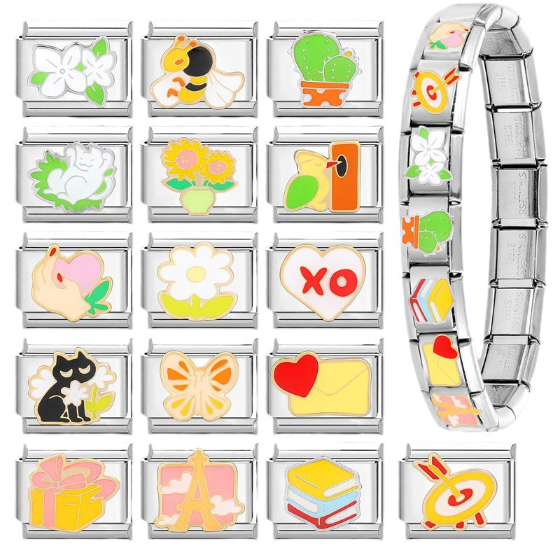 Wholesale Italian Beaded Bracelet 9mm DIY Splicing Removable Stainless Steel Combinable Bracelet