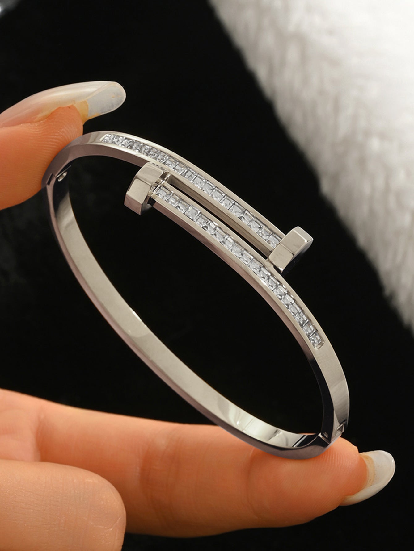Wholesale Titanium Steel Electroplated Four-Leaf Clover Starry Sky Bracelet Gift Fashion Accessory