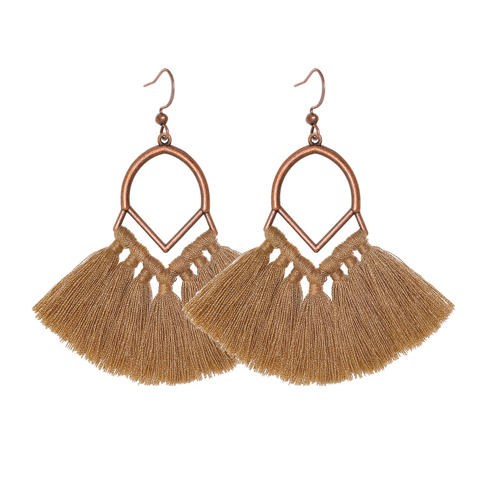Wholesale Bohemian Geometric Tassel Earrings Set Trendy Jewelry Accessory for Gift