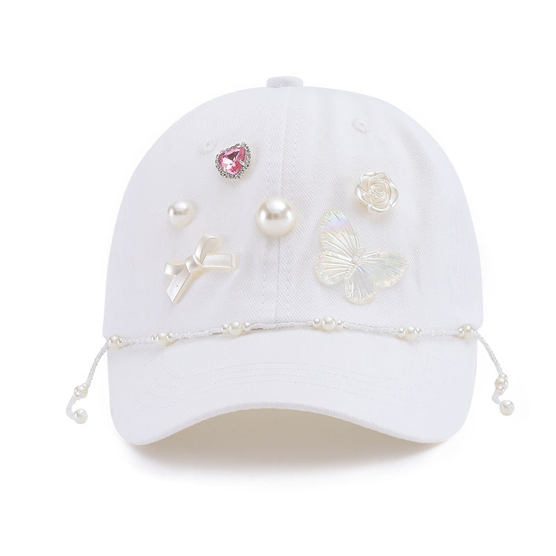 Wholesale  baseball cap fashion diamond butterfly children's hat cap