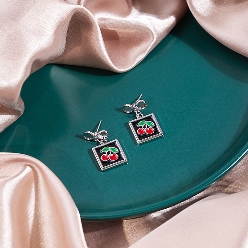 Wholesale Silver Needle Cute Fruit Earrings