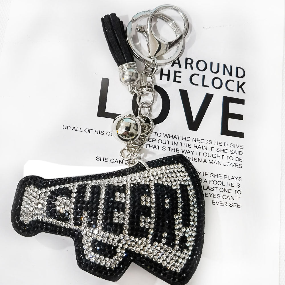 Wholesale creative velvet diamond English letter keychain