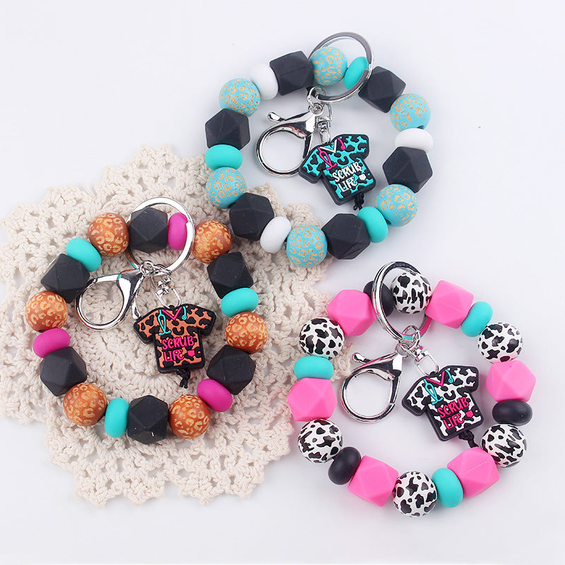 Wholesale Cartoon Nurse Uniform Silicone Beaded Wrist Keychain ACC-KC-GuangTian059
