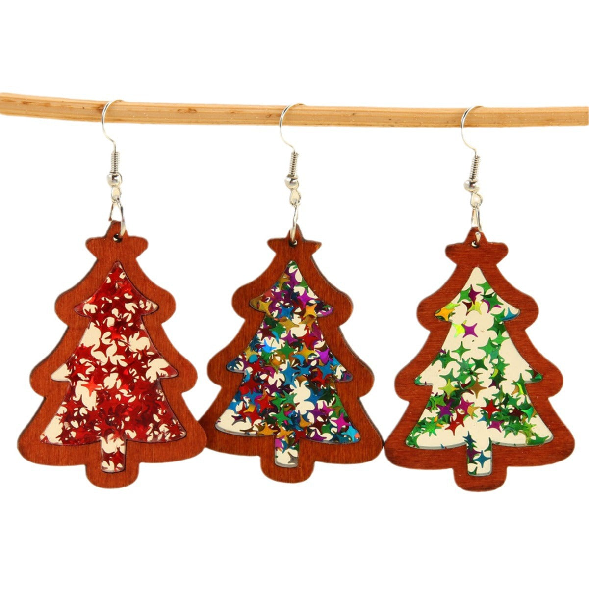 Wholesale Christmas Tree Acrylic Sequin Earrings