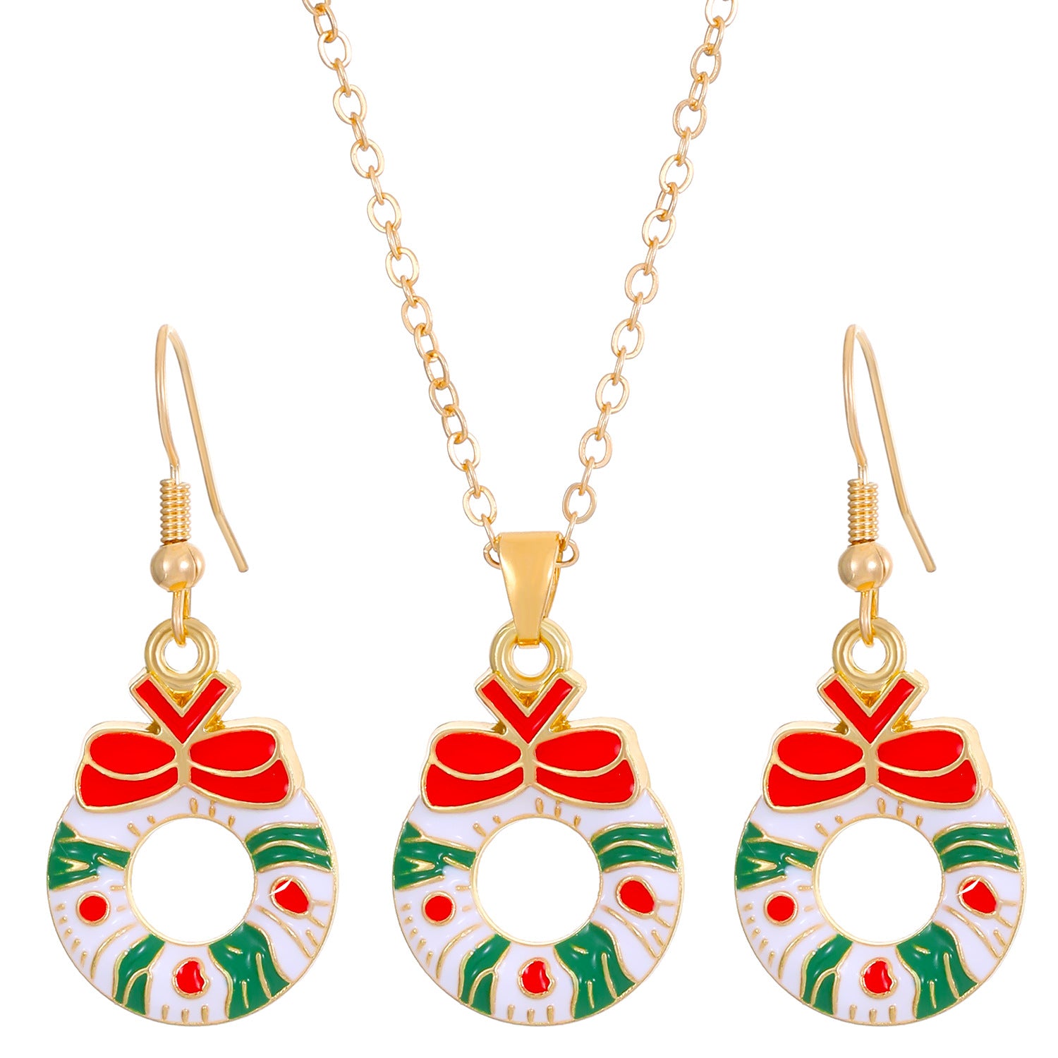 Wholesale Christmas Tree Elk Socks Earrings Necklace Set ACC-NE-MY019