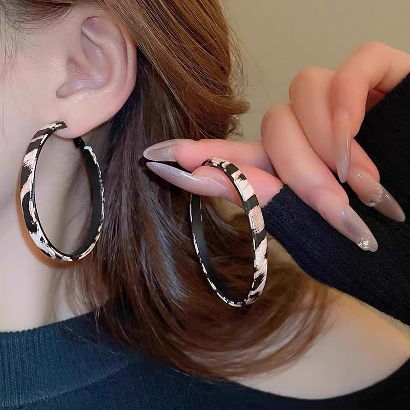 Wholesale Leopard Print Large Circle Leather Earrings