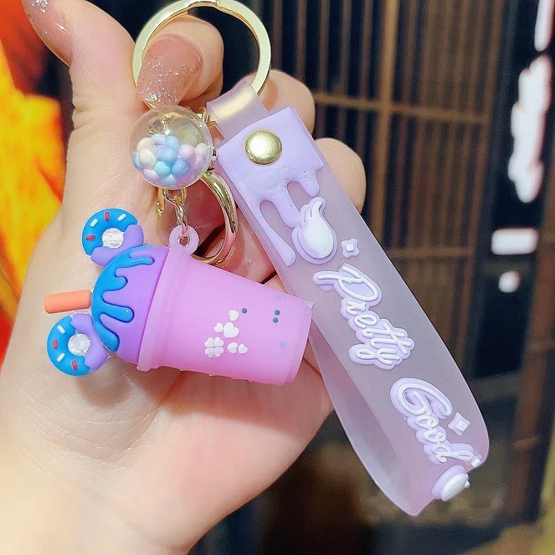 Wholesale Korean Style Ice Cream and Milk Tea Silicone Keychain,  Fashion Car Key Accessory,  Boutique Gift