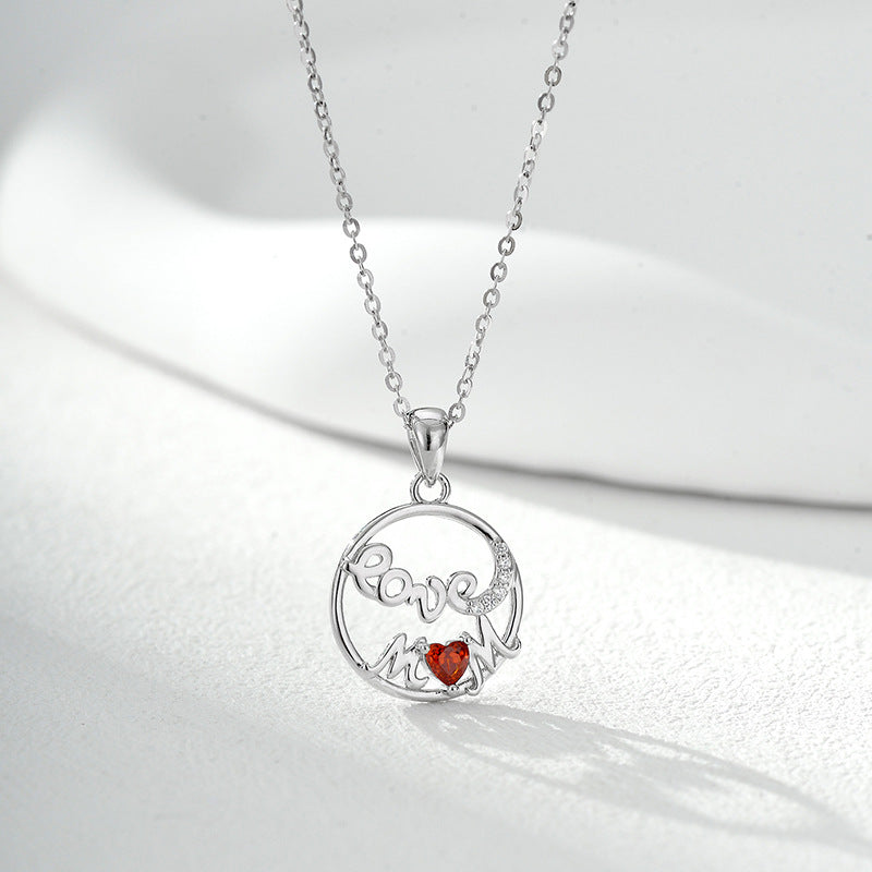 Wholesale Mama's Love Necklace Female S925 Sterling Silver Light Luxury Zircon Pendant Necklace