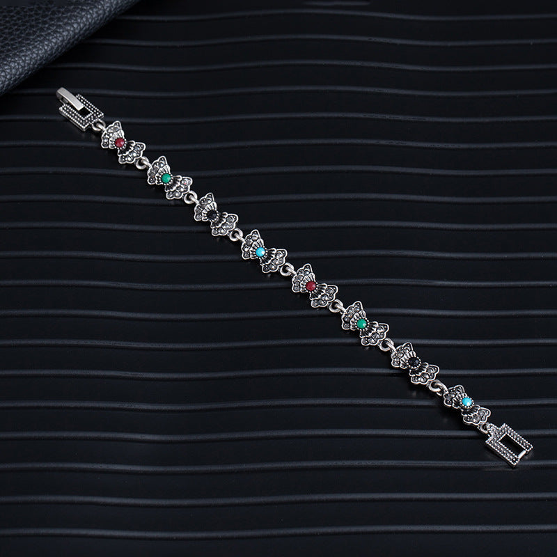 Wholesale Boho Ethnic Turquoise Bracelet Alloy Rhinestone Jewelry Accessory for Women
