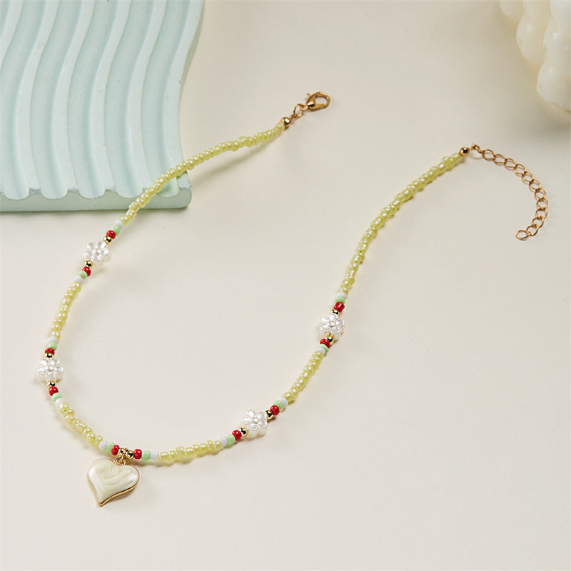 Wholesale  handmade jewelry  flower rice bead necklace