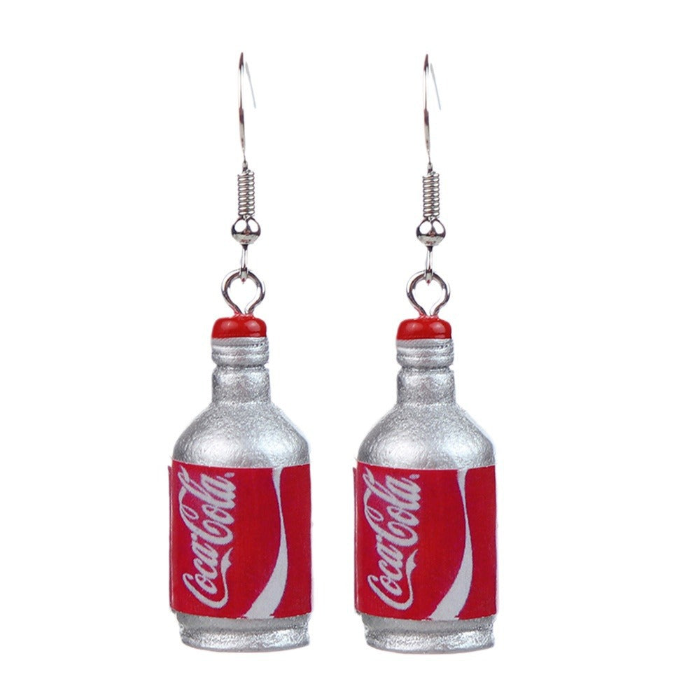 Wholesale Funny Aluminum Can Coke Bottle Earrings