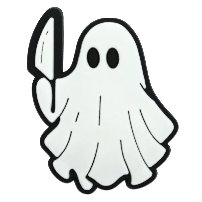 Wholesale Random 100pcs  Series White Ghost Clogs  PVC Soft Rubber Shoe Buckle Decoration