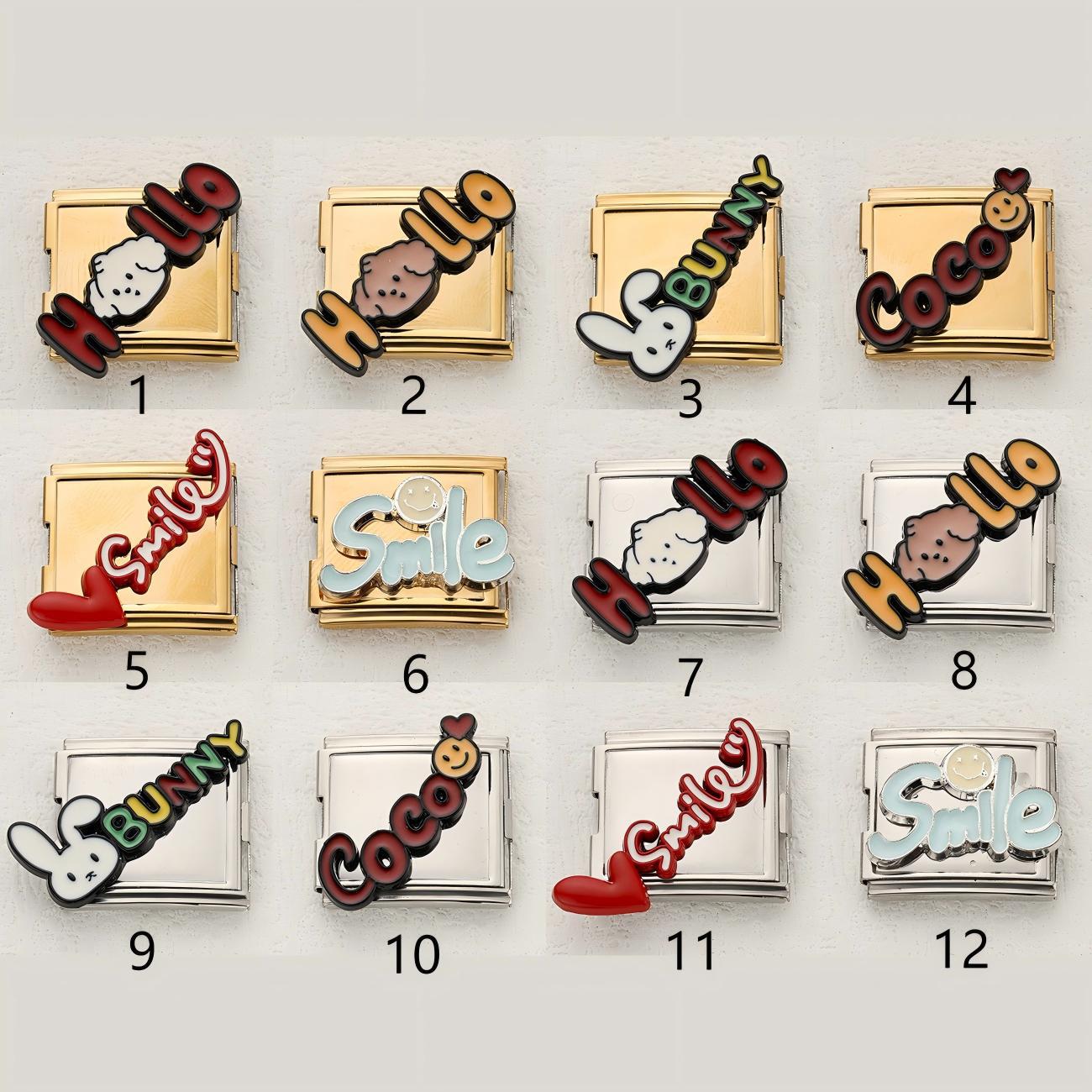 Wholesale Italian Charm Bracelet 20mm DIY Splicing Cute Cartoon Letters Stainless Steel Composable Bracelet