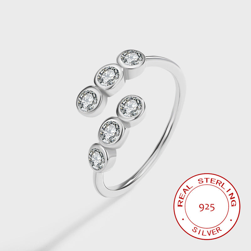 Wholesale s925 sterling silver round diamond open ring