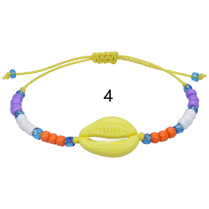 Wholesale Acrylic Shell Bracelet Colorful Rice Bead Weaving Bohemian Hand Rope Bracelet