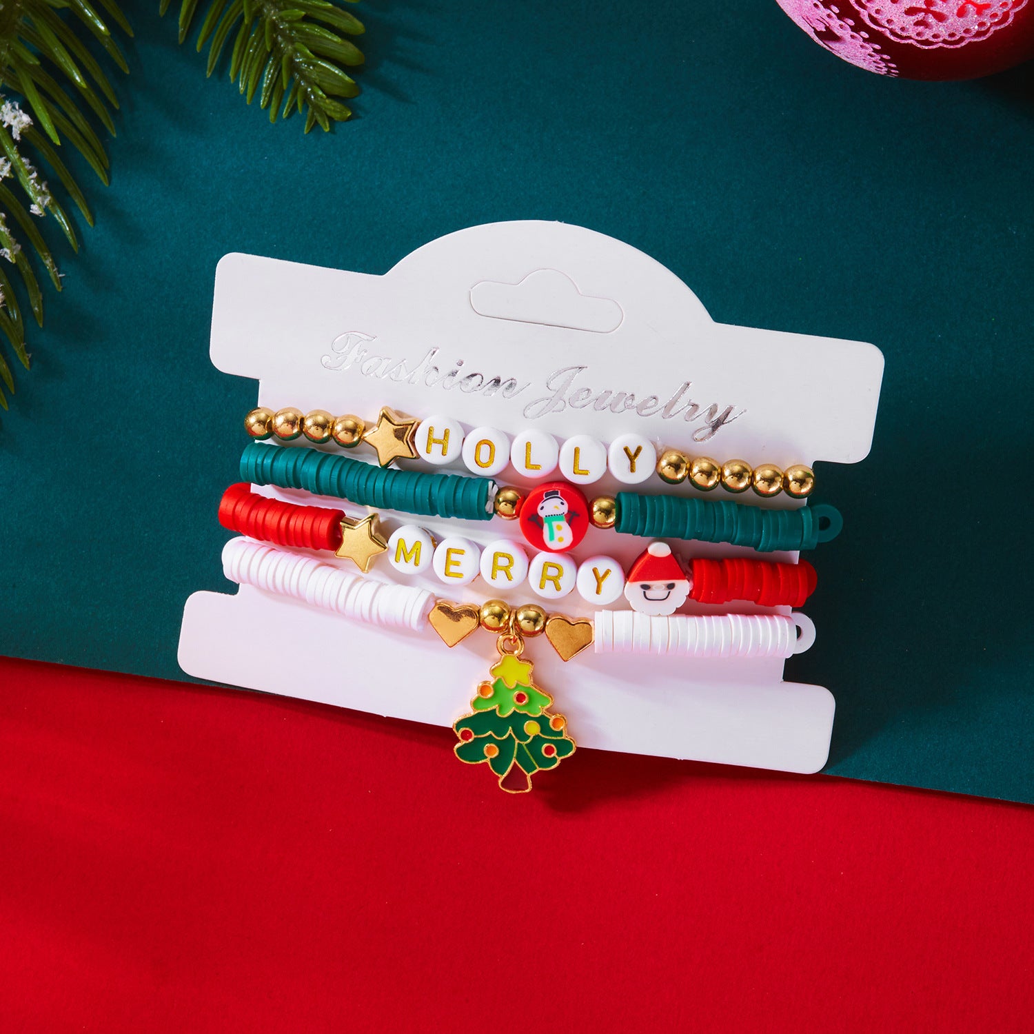 Wholesale Christmas Multi-layer Soft Ceramic Elk Bracelet Set